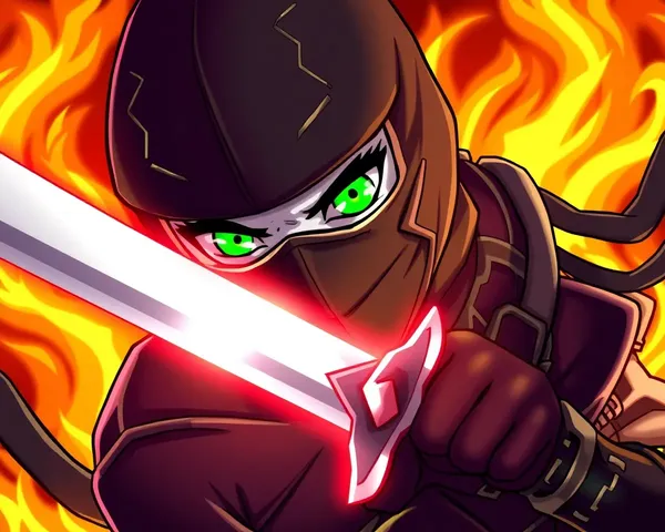 Ninja H2R Wields Sword with Fiery Background Determination