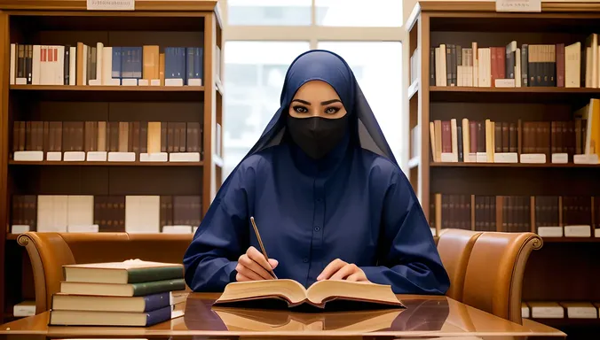 Niqab Girl Reads Favorite Novel in Library