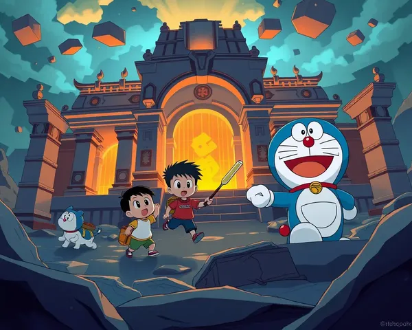 Nobita Explores Ancient Temple with Friends