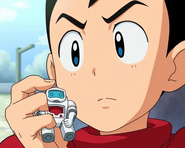 Nobita Holds Small Robot with Determined Look