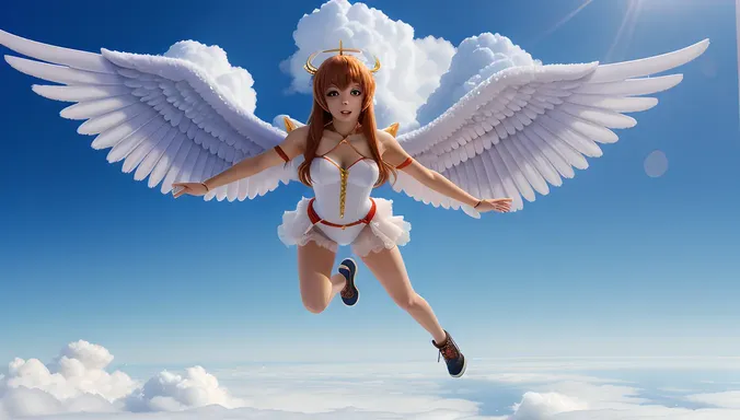 Nude Anime Angel Descends from Heaven to Earth