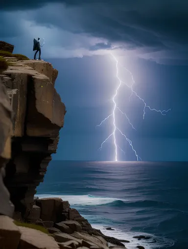 Nude Anime Figure Defies Stormy Sea Waves