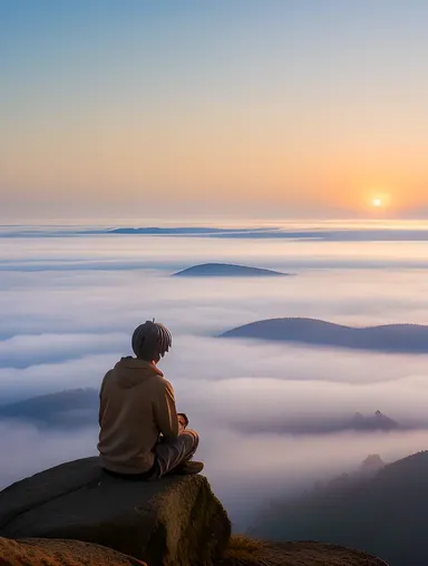 Nude Anime Figure in Serene Lake Scene at Sunrise