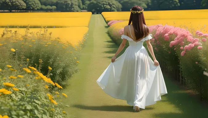 Nude Anime Princess Walks Through Flower Field