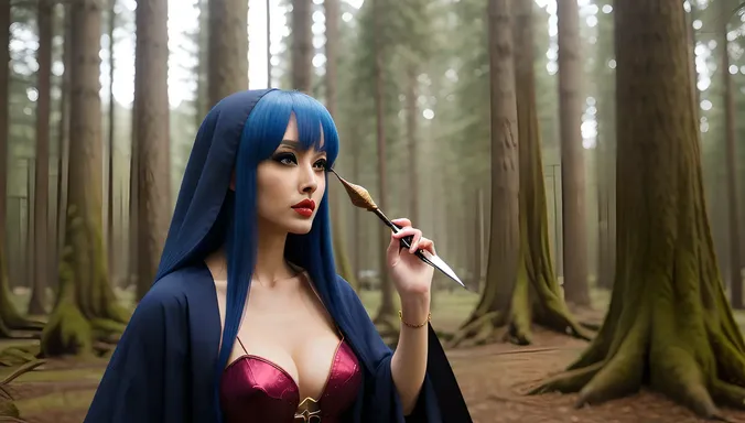 Nude Anime Sorceress Casts Dark Forest Spell