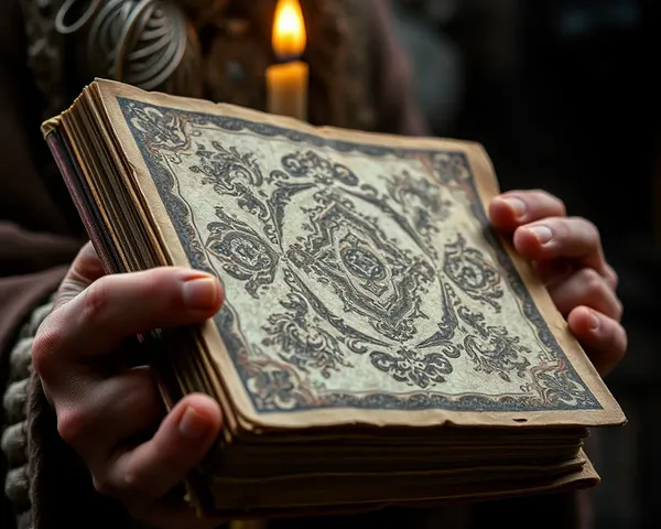 Old Monk Holds Worn-Out Book with Candlelight