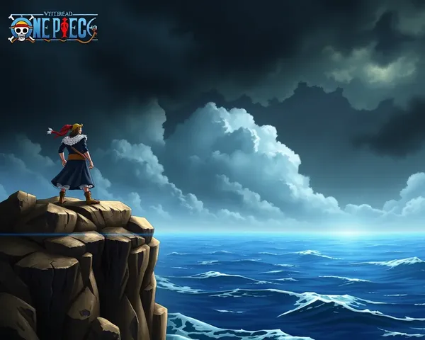 One Piece Whitebeard Standing Tall on Rocky Cliff