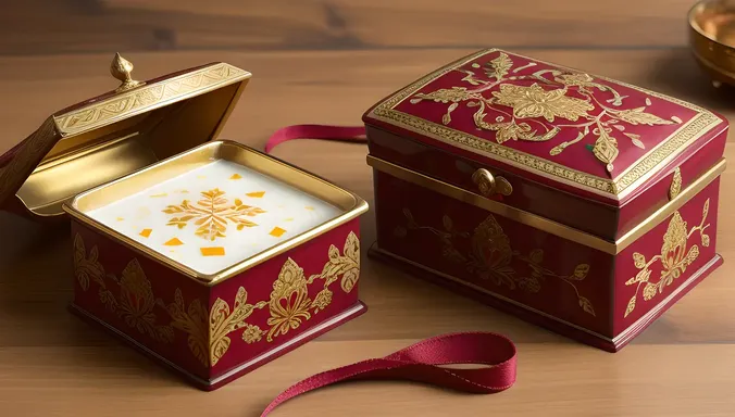 Ornate Box Filled with Sheer Khurma and Intricate Designs