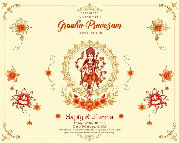 Ornate Hindu Deity Illustration for Traditional Graha Pravesam Invitation