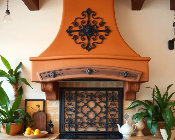 Ornate Mediterranean Kitchen Chimney with Terracotta Exterior