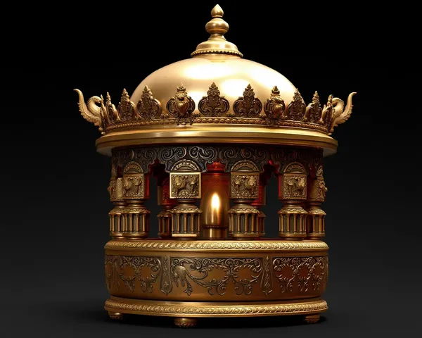 Ornate Steel Almari with Carvings PNG