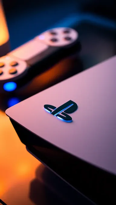 PS5 Pro Console with Sleek Design and Glowing Blue Lights