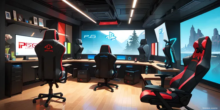 PS5 Pro Gaming Setup with Curved Monitor and Chair