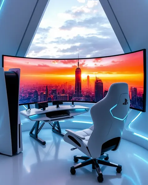 PS5 Pro Gaming Setup with Futuristic City View
