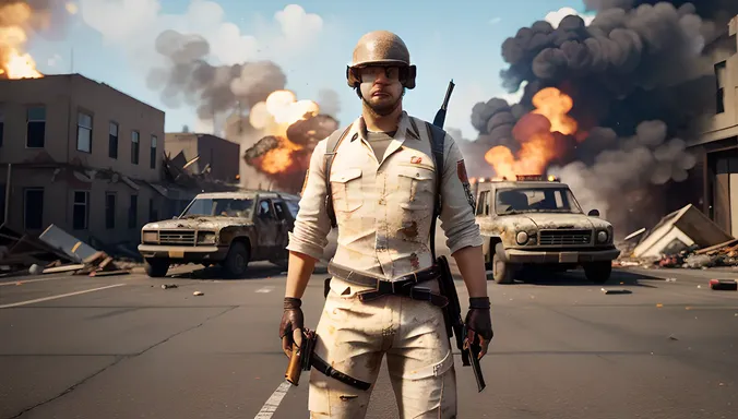 PUBG Cartoon Character Wears Orange Jumpsuit with Shotgun