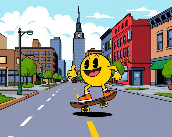 Pac-Man Cruises Through Pixel Art City