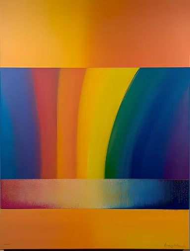 Painter Creates Vibrant Abstract Masterpiece on Canvas