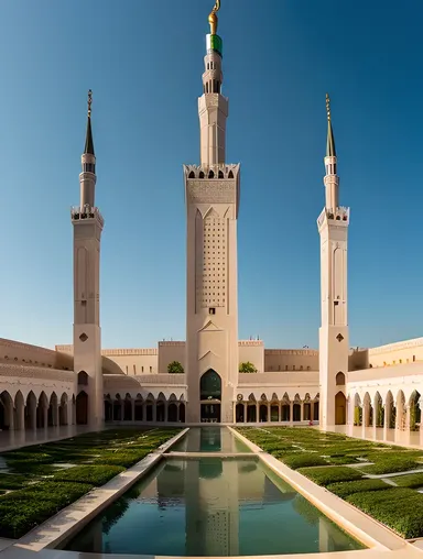Panoramic View of Masjid Nabawi's Tranquil Courtyard
