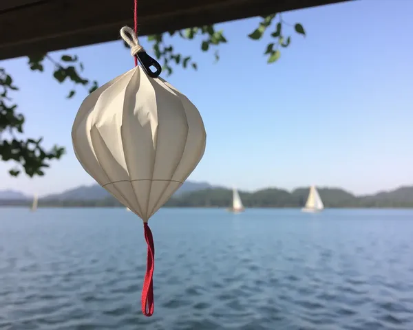 Paper Pataka Floats Above Serene Lake