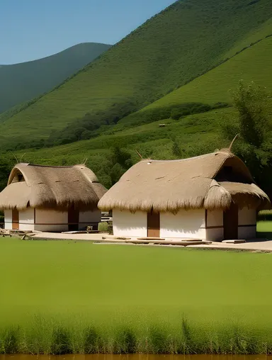 Peaceful Bansi Village: Thatched Huts and Green Fields