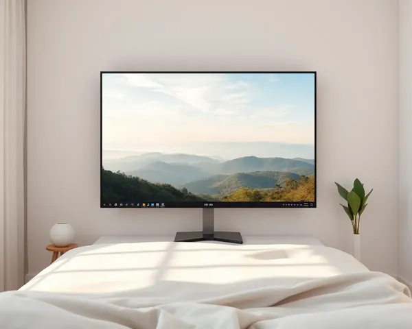 Peaceful Bedroom with 18x12 Monitor and Soft Calming Background