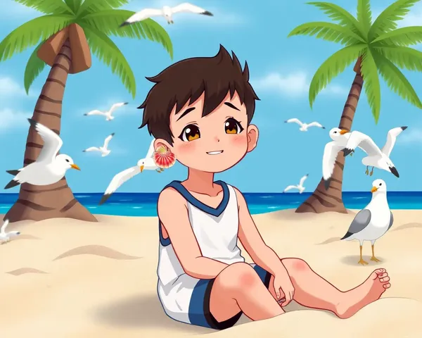 Peaceful Boy with Seashell Earrings