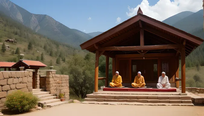 Peaceful Brahmakumari Ashram with Devotees in Serene Atmosphere