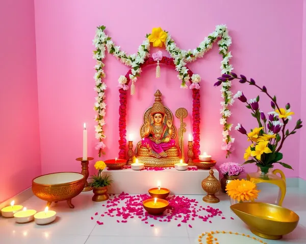 Peaceful Diwali Puja Room with Soft Pink Background