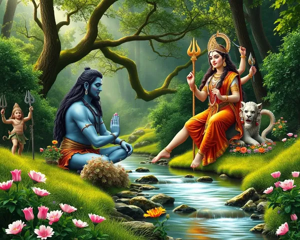 Peaceful Forest Backdrop for Lord Shiva and Goddess Parvati's Marriage