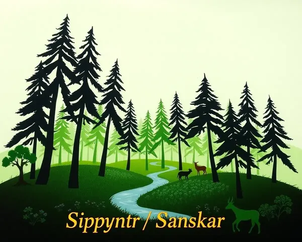 Peaceful Forest Scene Simant Sanskar Card Illustration