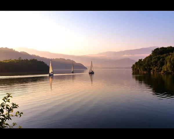 Peaceful Lake Scene at Dawn in 1024x576 Resolution