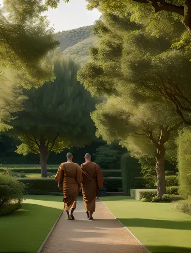Peaceful Monastery with Contemplative Monks