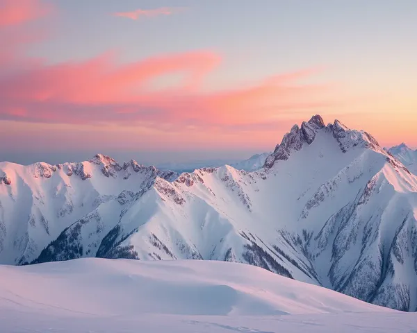 Peaceful Snowy Mountain Sunset on Soft 8x12 Background