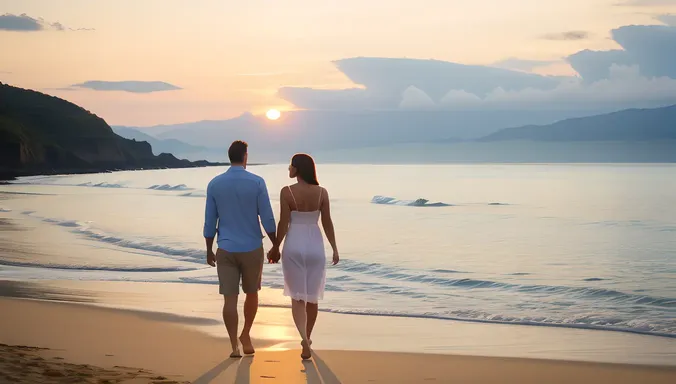 Peaceful Sunset Stroll for Loving Husband and Wife