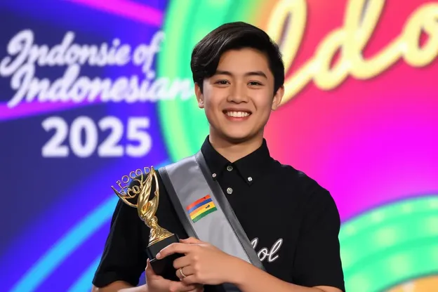 Pemenang Indonesian Idol 2025: Joyful Winner with Trophy