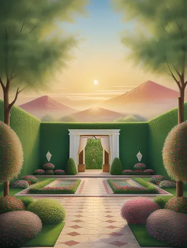 Persian Garden Scene with Poet Composing Ghazal