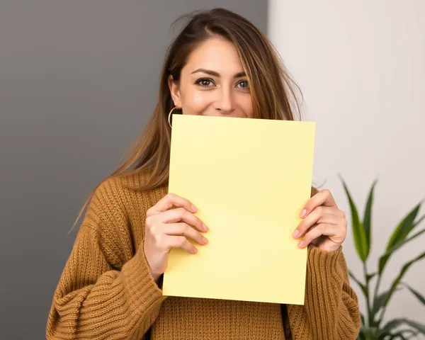 Person Holds Yellow A4 Size Paper with Smile