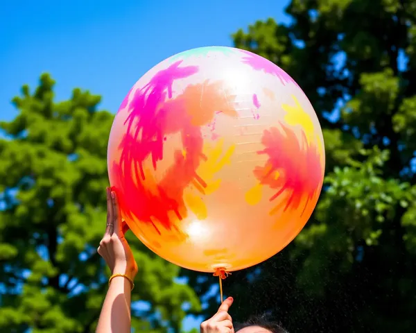 Person Playing with Giant Colored Water Balloon