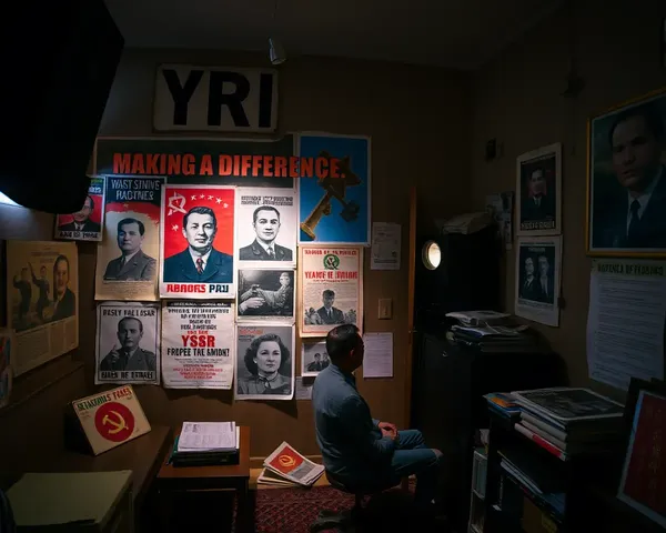 Person Prepares for YSR Activism with Propaganda Posters