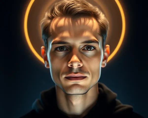 Person with Circular Halo Light PNG Portrait