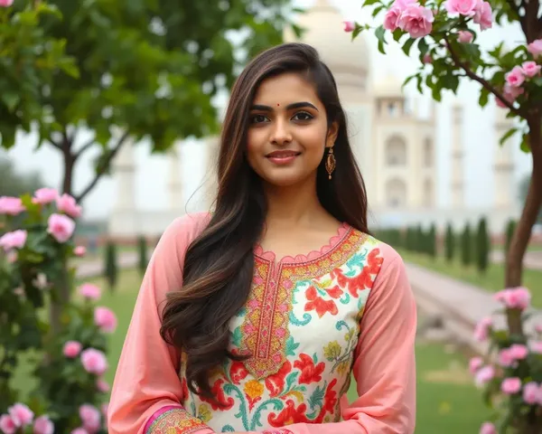 Pictoa Desi: Colorful Indian Woman in Taj Mahal Setting