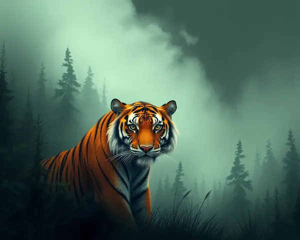 Pictoa Desi: Majestic Tiger Emerges from Misty Forest