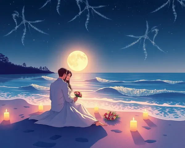 Pictoa Desi: Romantic Moonlit Beach Scene with Couple