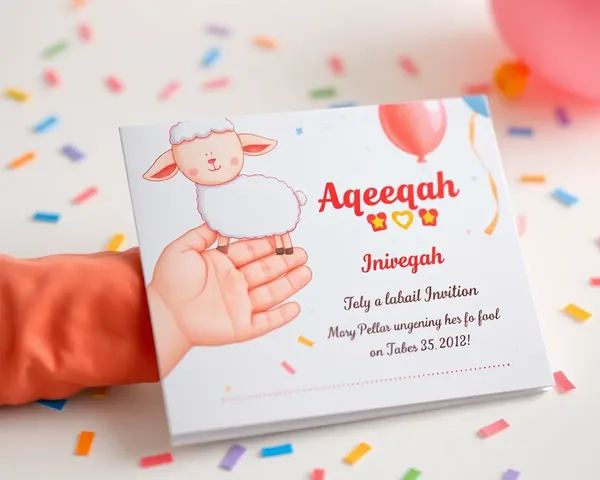 Playful Baby Hand Aqeeqah Invitation Card with Confetti
