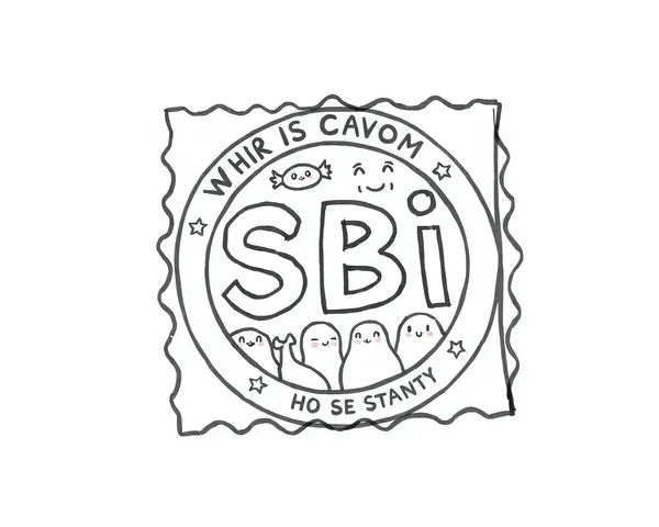 Playful Cartoon SBI Stamp with Whimsical Characters and Hand-Drawn Style