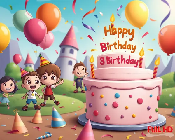 Playful Cartoon World Birthday Background with Balloons and Cake