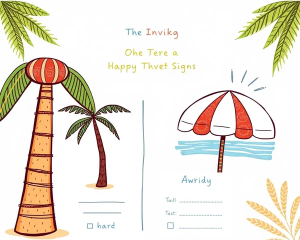 Playful Palm Tree Hakika Invitation Card Hand-Drawn Design