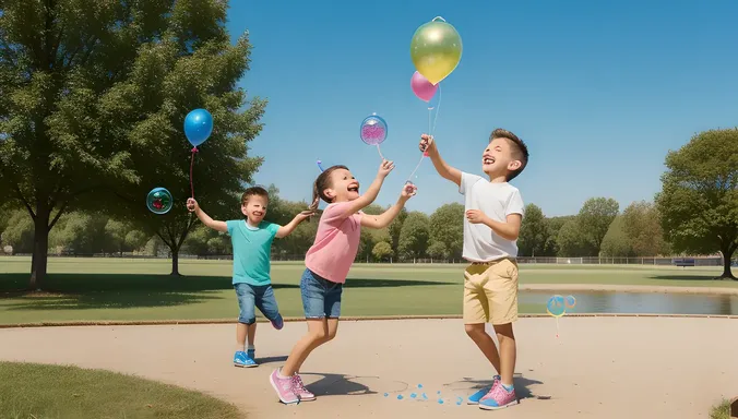 Playful Park Scene with Girl and Boy's Fun Moment