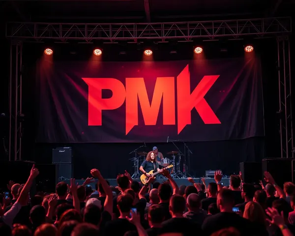 Pmk banner backdrops live concert with rock band.