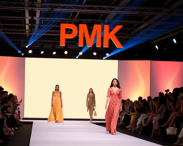 Pmk banner shines at fashion show with stylish models.